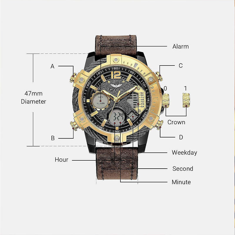 📢Hot Sale 60% OFF🔥Multifunctional Dual Display 3ATM Waterproof Men's Quartz Sports Watch